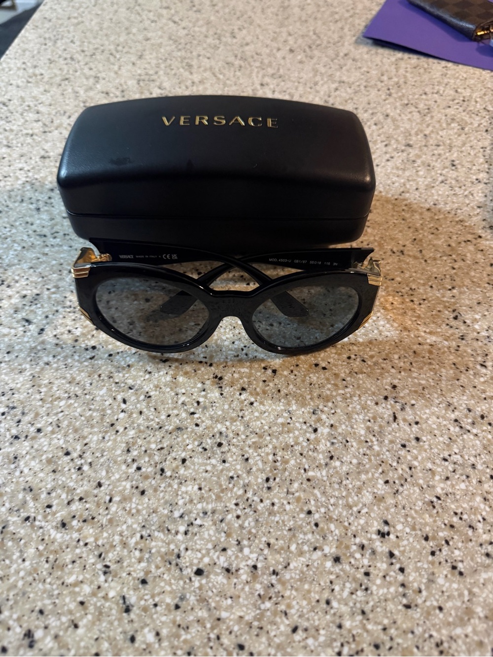 Versace Black Women's Sunglasses with Gold Accents